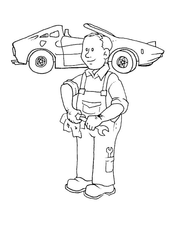 Dibujo para colorear: Mecánico (Carreras y Profesiones) #205765 - Dibujos para Colorear e Imprimir Gratis