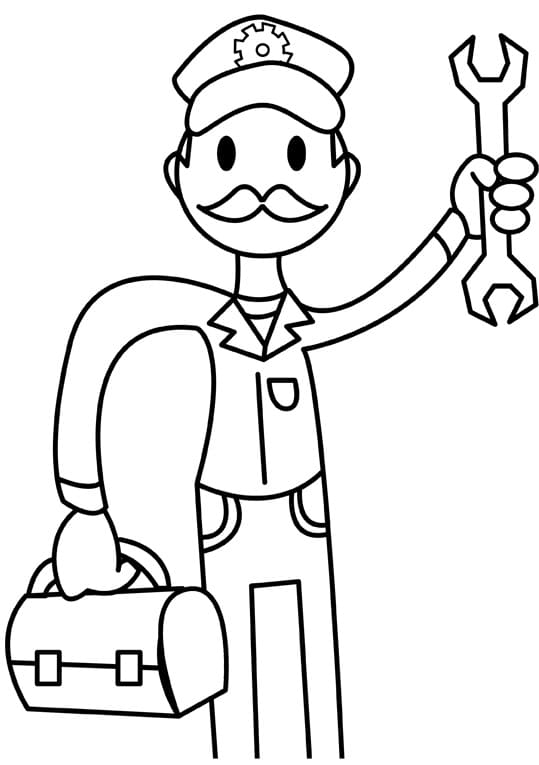 Dibujo para colorear: Mecánico (Carreras y Profesiones) #205768 - Dibujos para Colorear e Imprimir Gratis