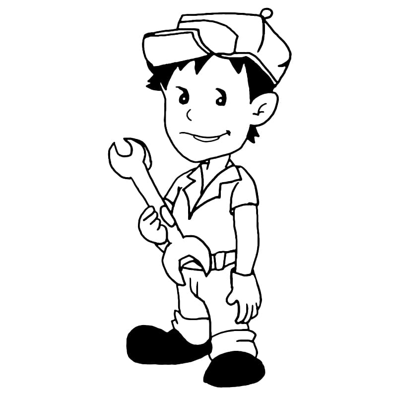 Dibujo para colorear: Mecánico (Carreras y Profesiones) #205769 - Dibujos para Colorear e Imprimir Gratis