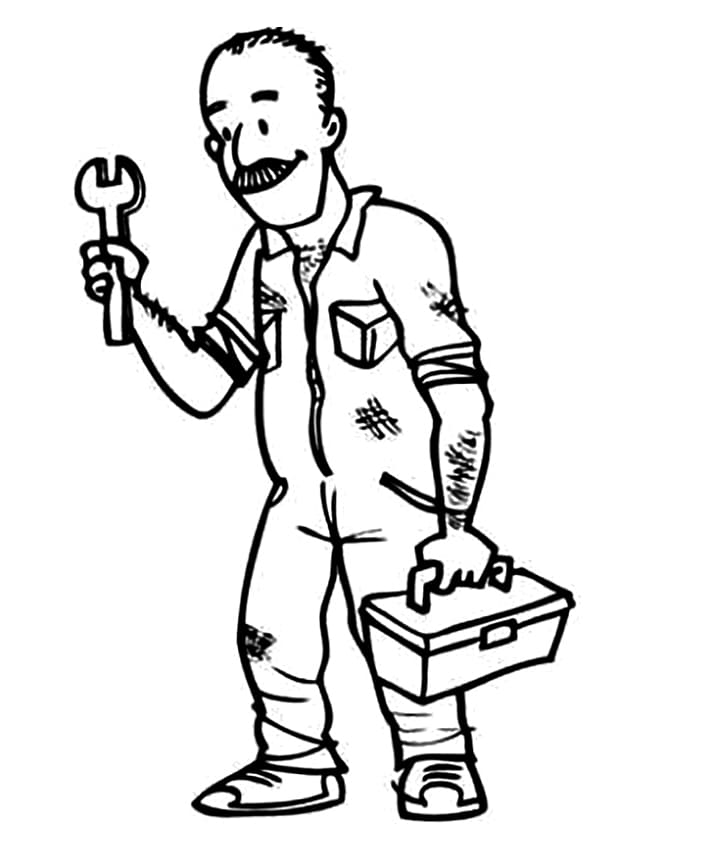 Dibujo para colorear: Mecánico (Carreras y Profesiones) #205772 - Dibujos para Colorear e Imprimir Gratis