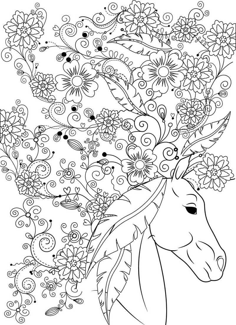 Dibujo para colorear: Caballo Adulto (Colorear Adultos) #200351 - Dibujos para Colorear e Imprimir Gratis
