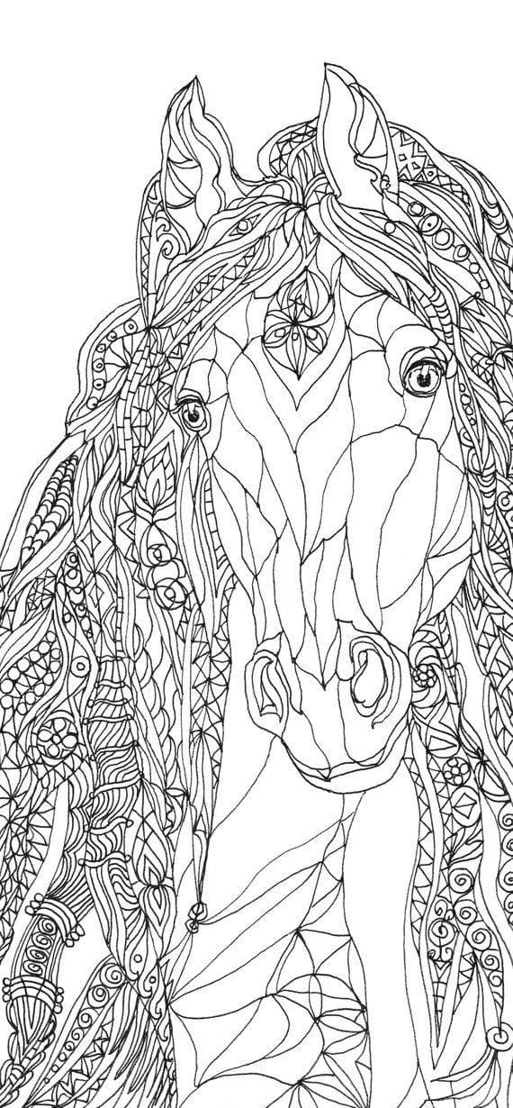 Dibujo gratuito Caballo Adulto #200353 de la coleccion Colorear Adultos para imprimir