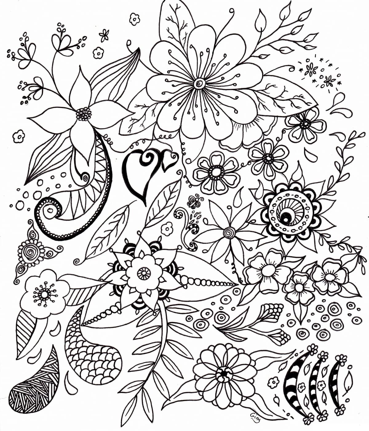 Dibujo gratuito Flor Adulto #215542 de la coleccion Colorear Adultos para imprimir