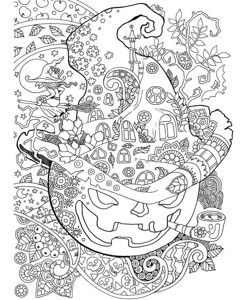 Dibujo gratuito Halloween Adulto #200235 de la coleccion Colorear Adultos para imprimir
