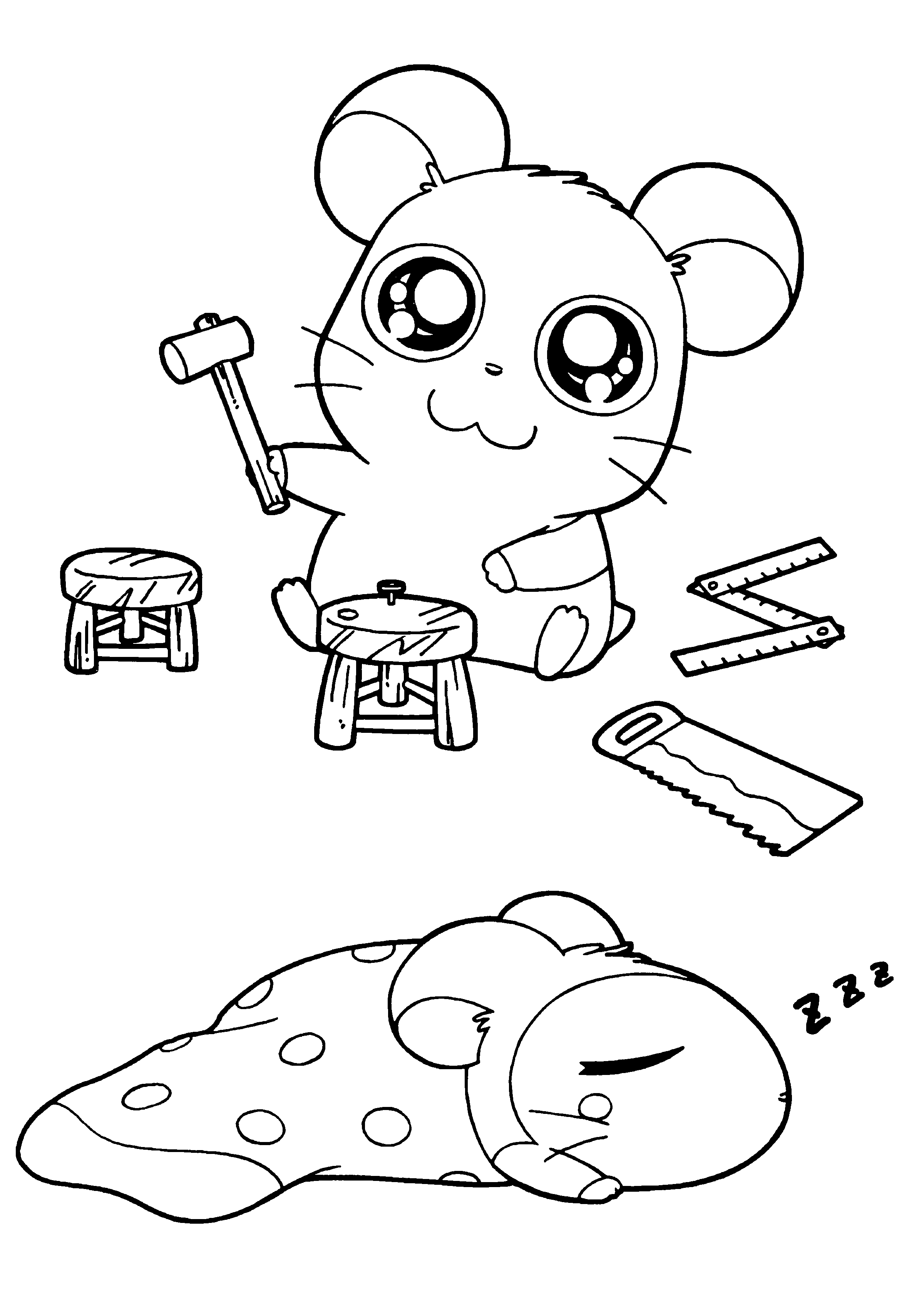 Dibujo para colorear: Hamtaro (Dibujos animados) #40112 - Dibujos para Colorear e Imprimir Gratis