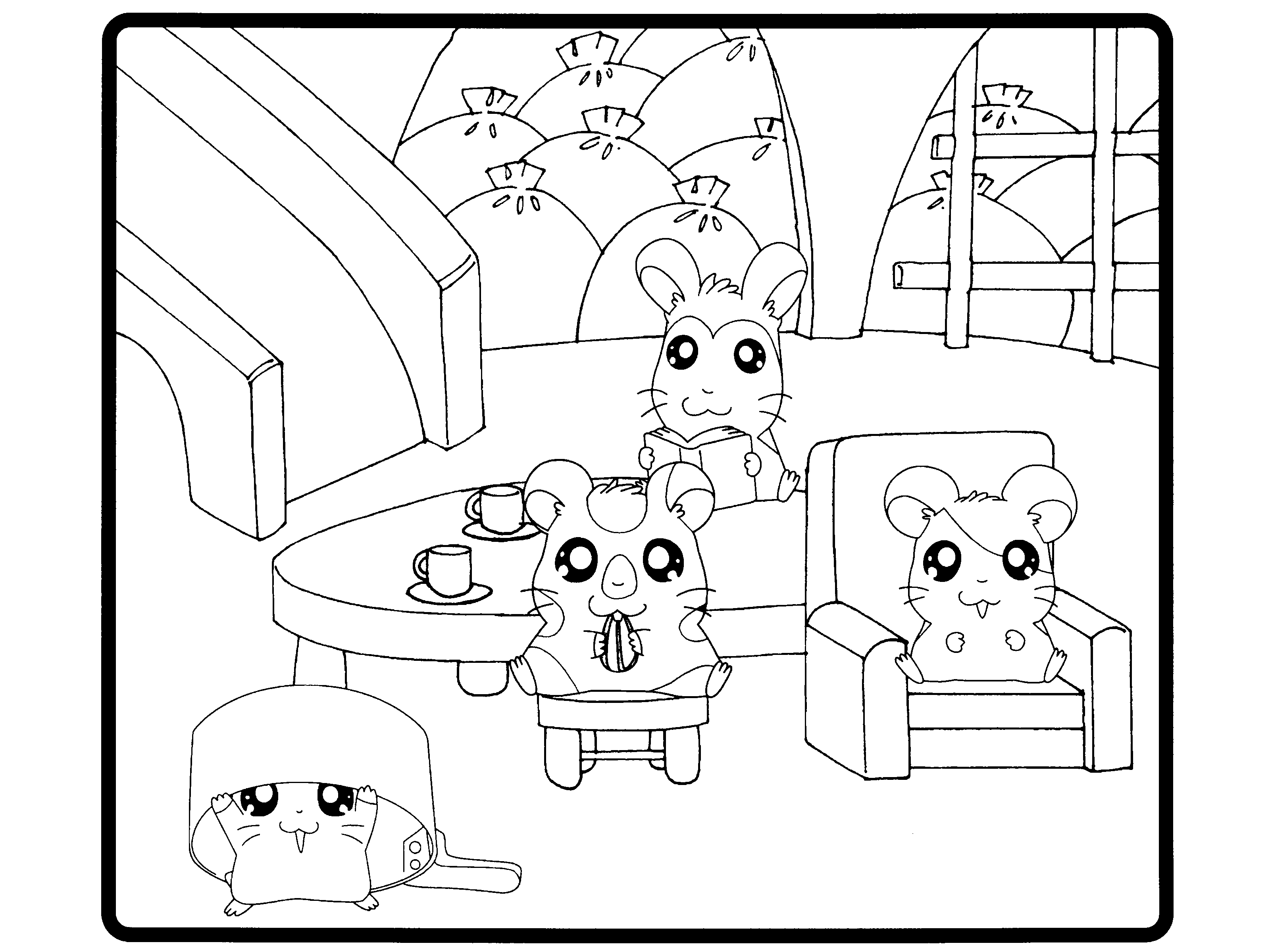 Dibujo para colorear: Hamtaro (Dibujos animados) #40201 - Dibujos para Colorear e Imprimir Gratis