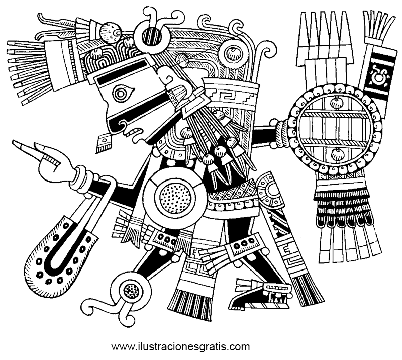 Dibujo para colorear: Mitología azteca (Dioses y diosas) #111535 - Dibujos para Colorear e Imprimir Gratis