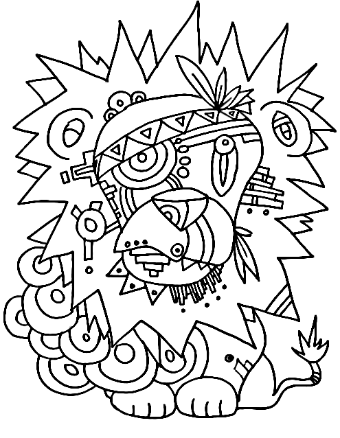Dibujo para colorear: Mitología azteca (Dioses y diosas) #111719 - Dibujos para Colorear e Imprimir Gratis