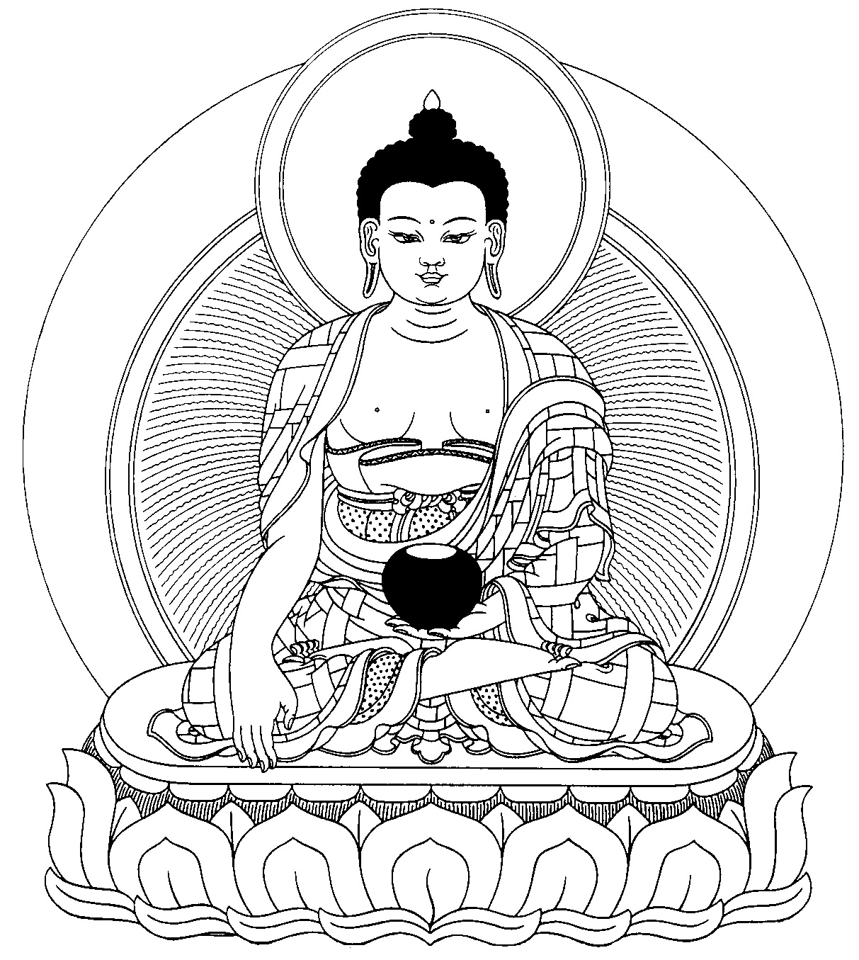 Dibujo para colorear: Mitología hindú: Buda (Dioses y diosas) #89512 - Dibujos para Colorear e Imprimir Gratis