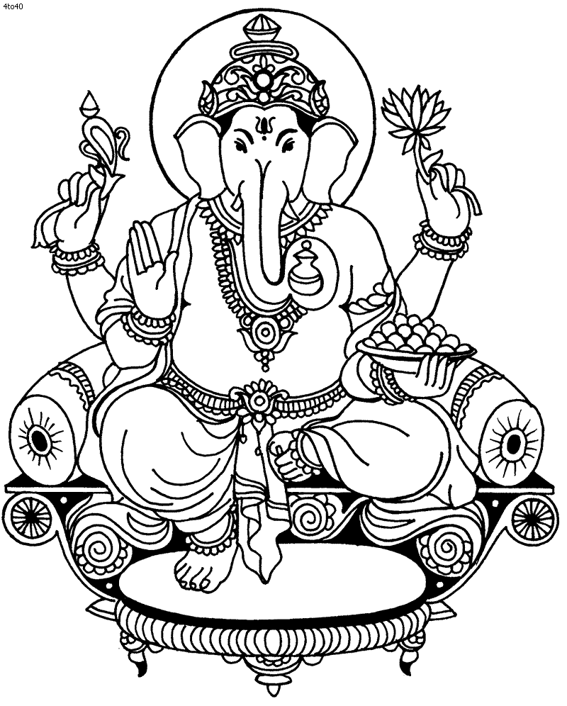 Dibujo para colorear: Mitología hindú: Ganesh (Dioses y diosas) #96856 - Dibujos para Colorear e Imprimir Gratis