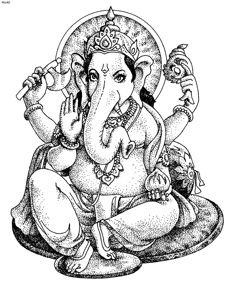Dibujo para colorear: Mitología hindú: Ganesh (Dioses y diosas) #96864 - Dibujos para Colorear e Imprimir Gratis