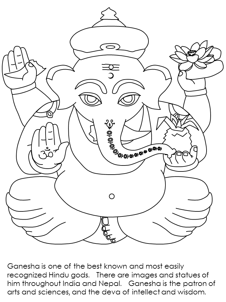 Dibujo para colorear: Mitología hindú: Ganesh (Dioses y diosas) #96885 - Dibujos para Colorear e Imprimir Gratis