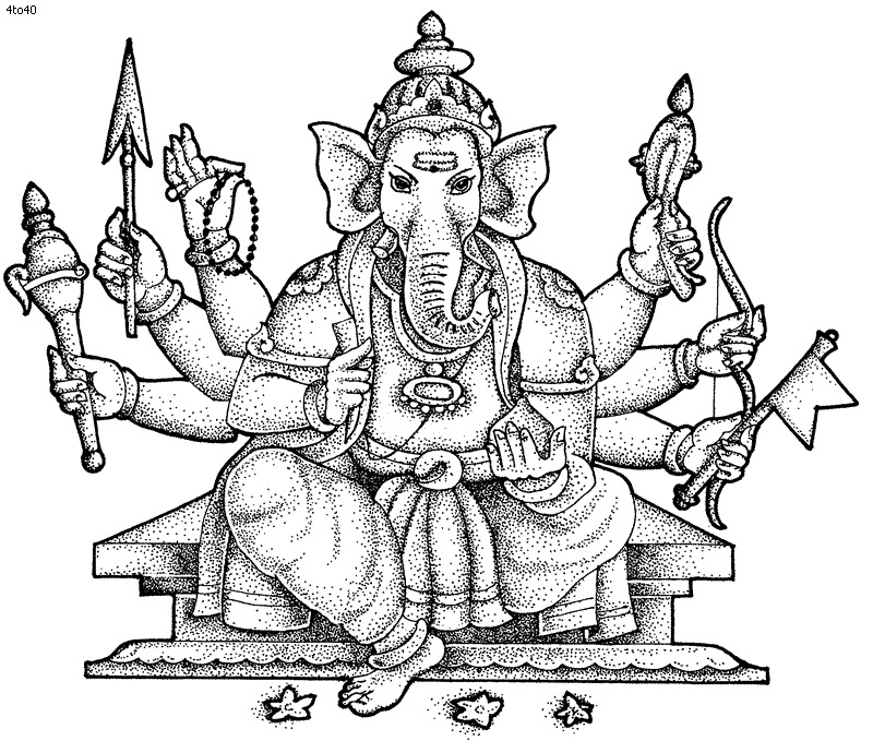 Dibujo para colorear: Mitología hindú: Ganesh (Dioses y diosas) #96894 - Dibujos para Colorear e Imprimir Gratis