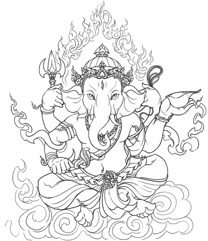 Dibujo para colorear: Mitología hindú: Ganesh (Dioses y diosas) #96902 - Dibujos para Colorear e Imprimir Gratis