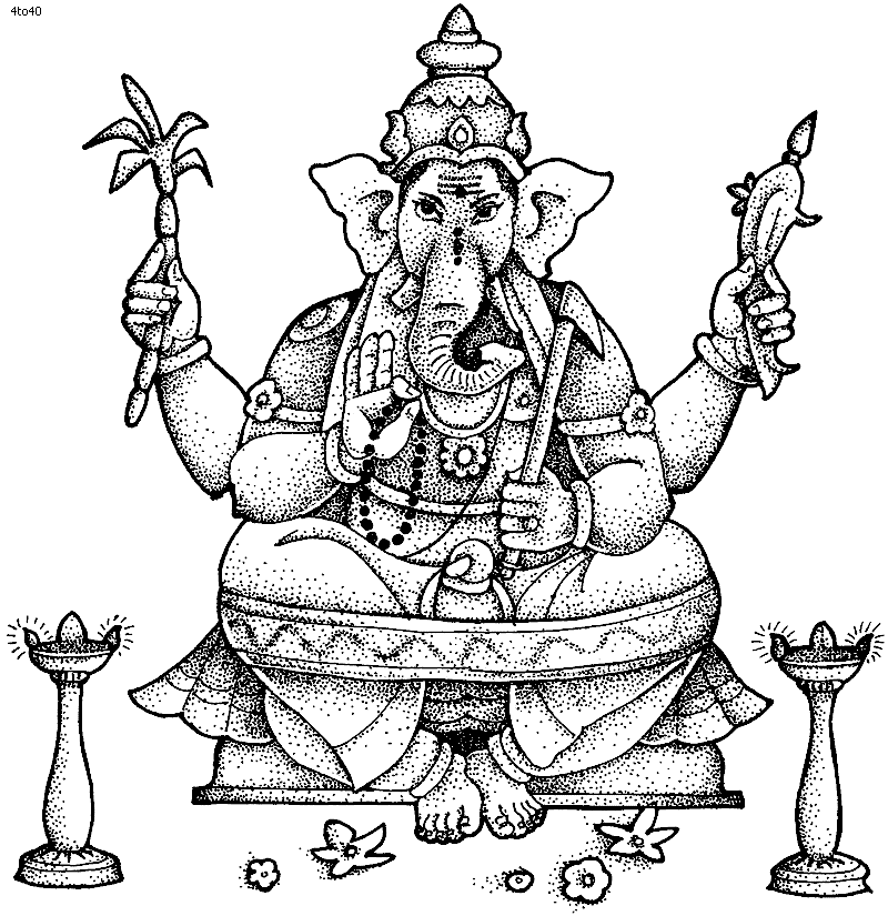 Dibujo para colorear: Mitología hindú: Ganesh (Dioses y diosas) #96914 - Dibujos para Colorear e Imprimir Gratis