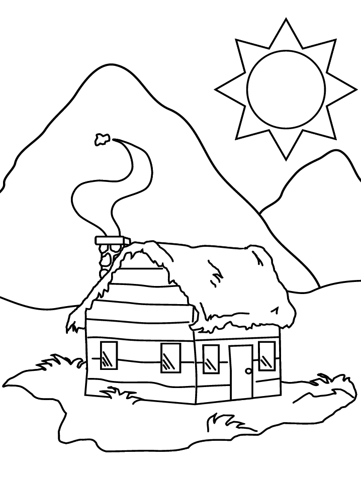 Dibujo para colorear: Cabaña (Edificios y Arquitectura) #169928 - Dibujos para Colorear e Imprimir Gratis