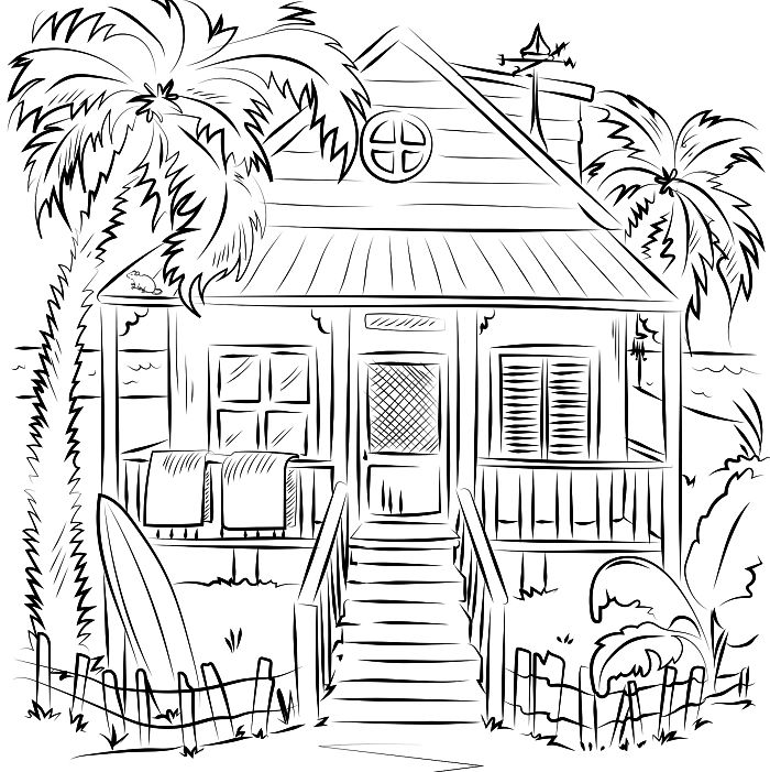 Dibujo para colorear: Cabaña (Edificios y Arquitectura) #169941 - Dibujos para Colorear e Imprimir Gratis