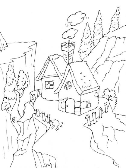 Dibujo para colorear: Cabaña (Edificios y Arquitectura) #169944 - Dibujos para Colorear e Imprimir Gratis