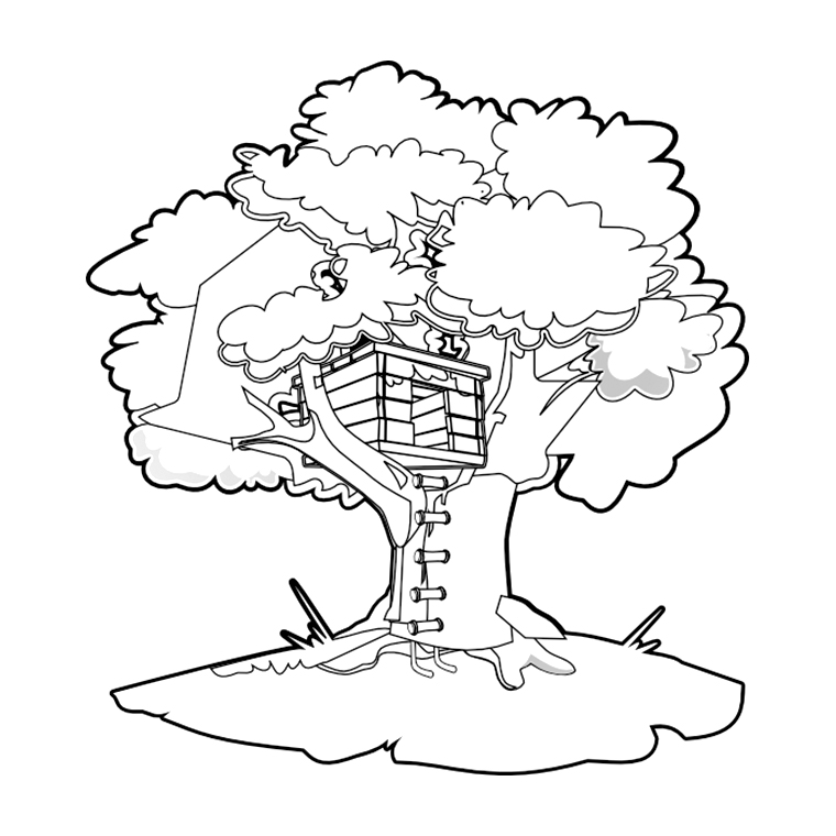 Dibujo para colorear: Casa del árbol (Edificios y Arquitectura) #65992 - Dibujos para Colorear e Imprimir Gratis