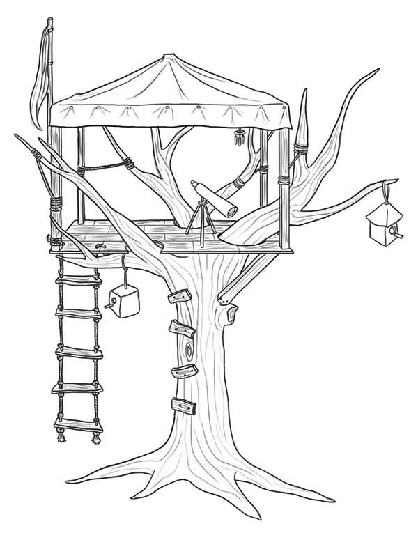 Dibujo para colorear: Casa del árbol (Edificios y Arquitectura) #66075 - Dibujos para Colorear e Imprimir Gratis