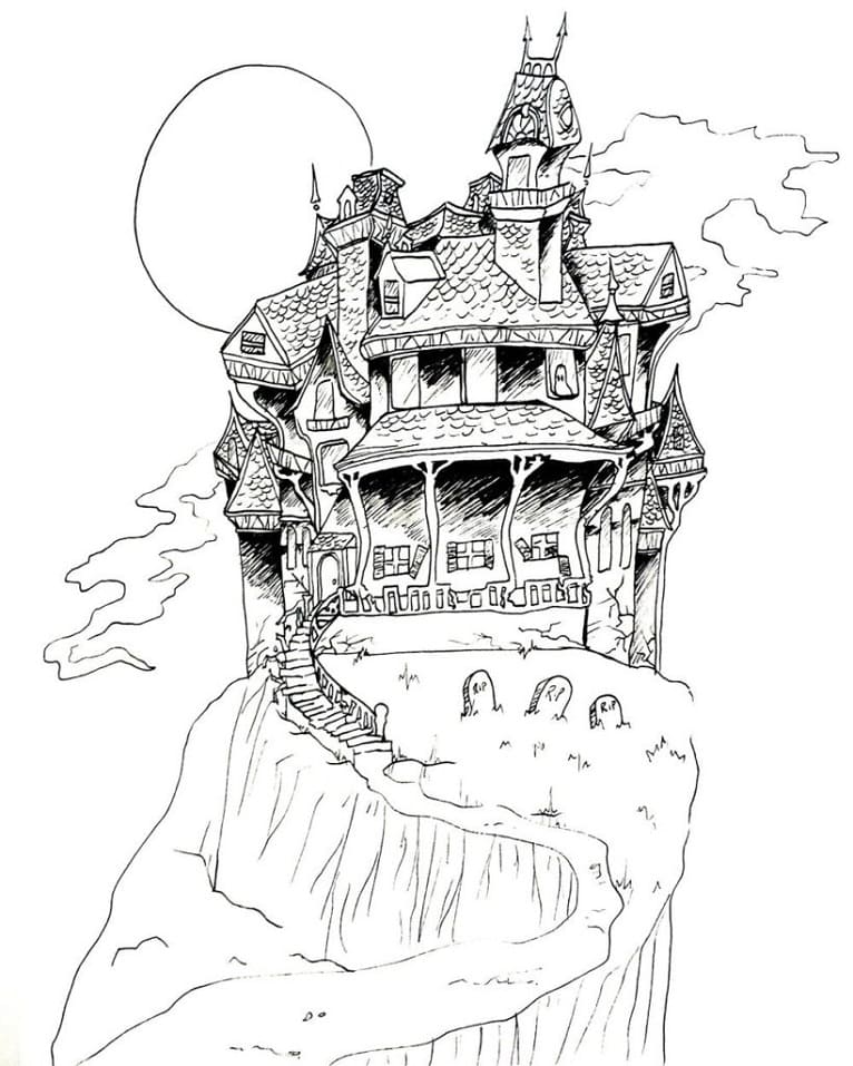 Dibujo gratuito Casa Embrujada #198066 de la coleccion Edificios y Arquitectura para imprimir