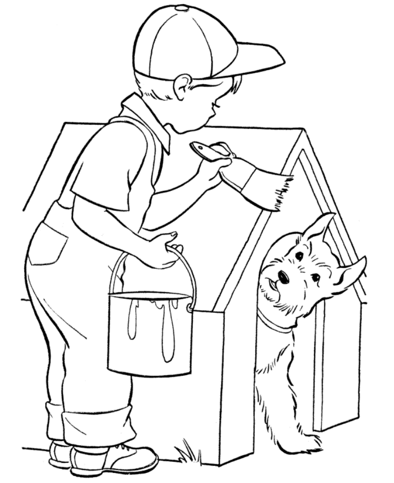 Dibujo para colorear: Caseta del perro (Edificios y Arquitectura) #62372 - Dibujos para Colorear e Imprimir Gratis