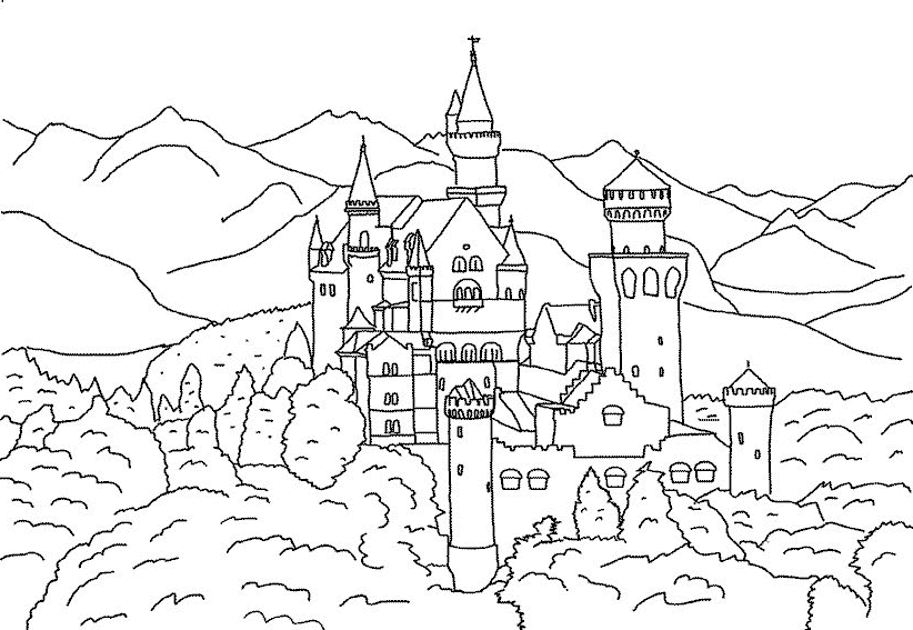 Dibujo para colorear: Castillo (Edificios y Arquitectura) #62039 - Dibujos para Colorear e Imprimir Gratis