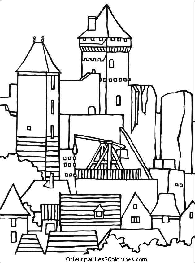 Dibujo para colorear: Castillo (Edificios y Arquitectura) #62276 - Dibujos para Colorear e Imprimir Gratis