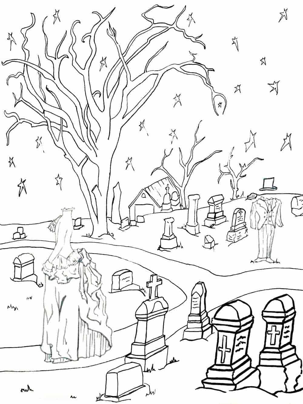 Dibujo gratuito Cementerio #204222 de la coleccion Edificios y Arquitectura para imprimir