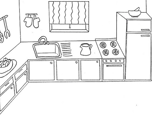 En la cabeza de parálisis Paralizar Dibujos de Cocina #63563 (Edificios y Arquitectura) para colorear – Páginas  imprimibles gratis