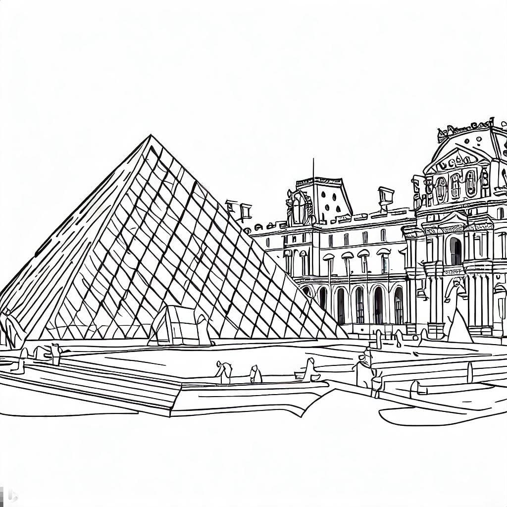 Dibujo gratuito El Louvre #185415 de la coleccion Edificios y Arquitectura para imprimir