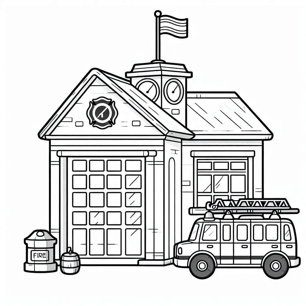 Dibujo gratuito Estación de Bomberos #215171 de la coleccion Edificios y Arquitectura para imprimir