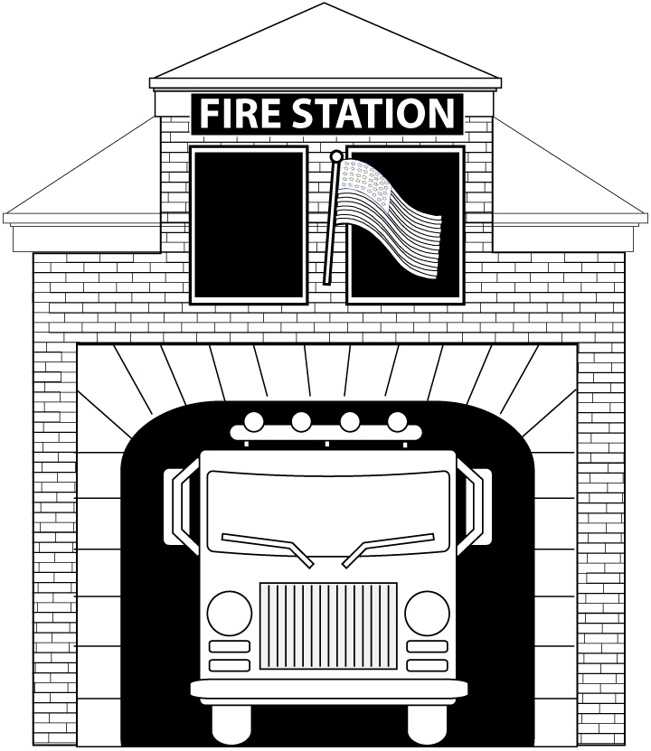 Dibujo para colorear: Estación de bomberos (Edificios y Arquitectura) #68595 - Dibujos para Colorear e Imprimir Gratis