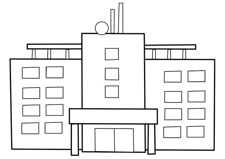 Dibujo para colorear: Hospital (Edificios y Arquitectura) #62005 - Dibujos para Colorear e Imprimir Gratis