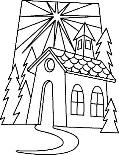 Dibujo para colorear: Iglesia (Edificios y Arquitectura) #64162 - Dibujos para Colorear e Imprimir Gratis