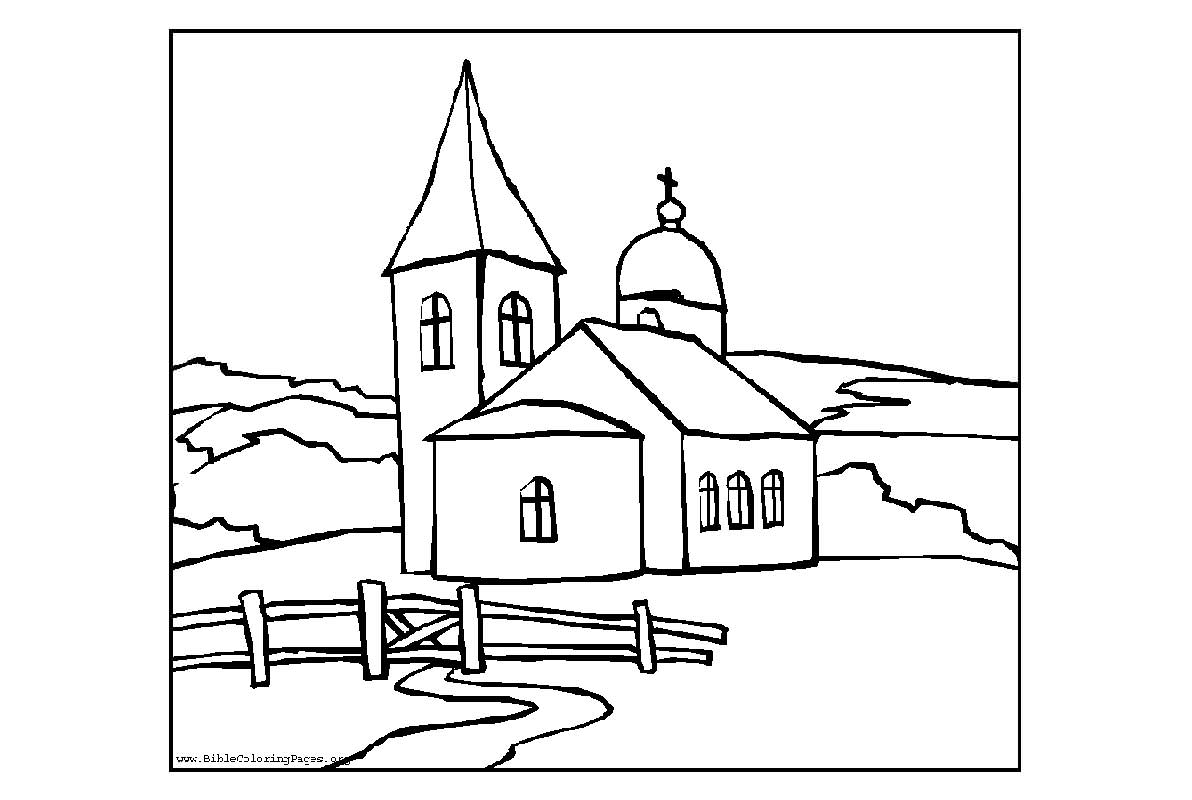 Dibujo para colorear: Iglesia (Edificios y Arquitectura) #64190 - Dibujos para Colorear e Imprimir Gratis