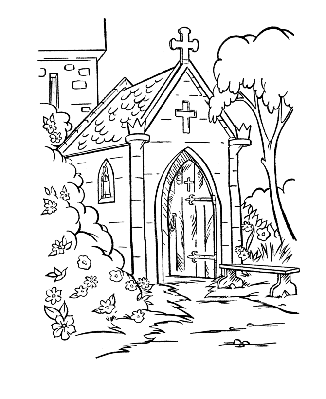 Dibujo para colorear: Iglesia (Edificios y Arquitectura) #64206 - Dibujos para Colorear e Imprimir Gratis