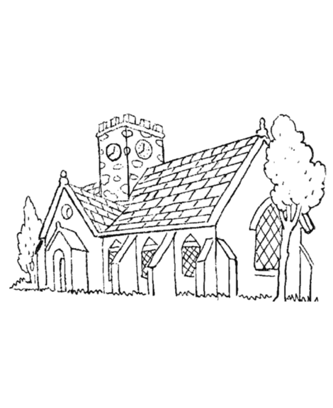 Dibujo para colorear: Iglesia (Edificios y Arquitectura) #64230 - Dibujos para Colorear e Imprimir Gratis