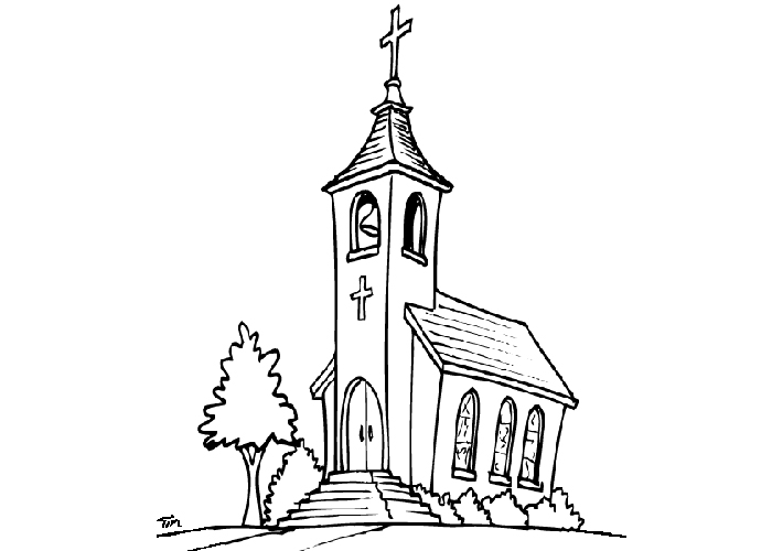 Dibujo para colorear: Iglesia (Edificios y Arquitectura) #64345 - Dibujos para Colorear e Imprimir Gratis