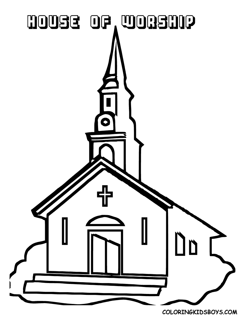 Dibujo para colorear: Iglesia (Edificios y Arquitectura) #64353 - Dibujos para Colorear e Imprimir Gratis