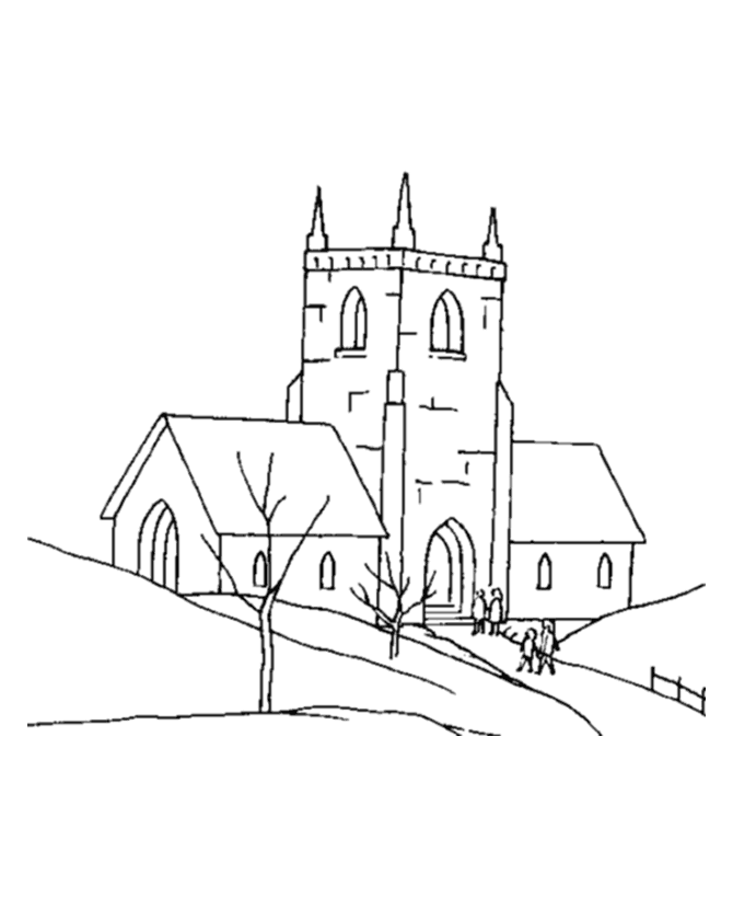 Dibujo para colorear: Iglesia (Edificios y Arquitectura) #64365 - Dibujos para Colorear e Imprimir Gratis