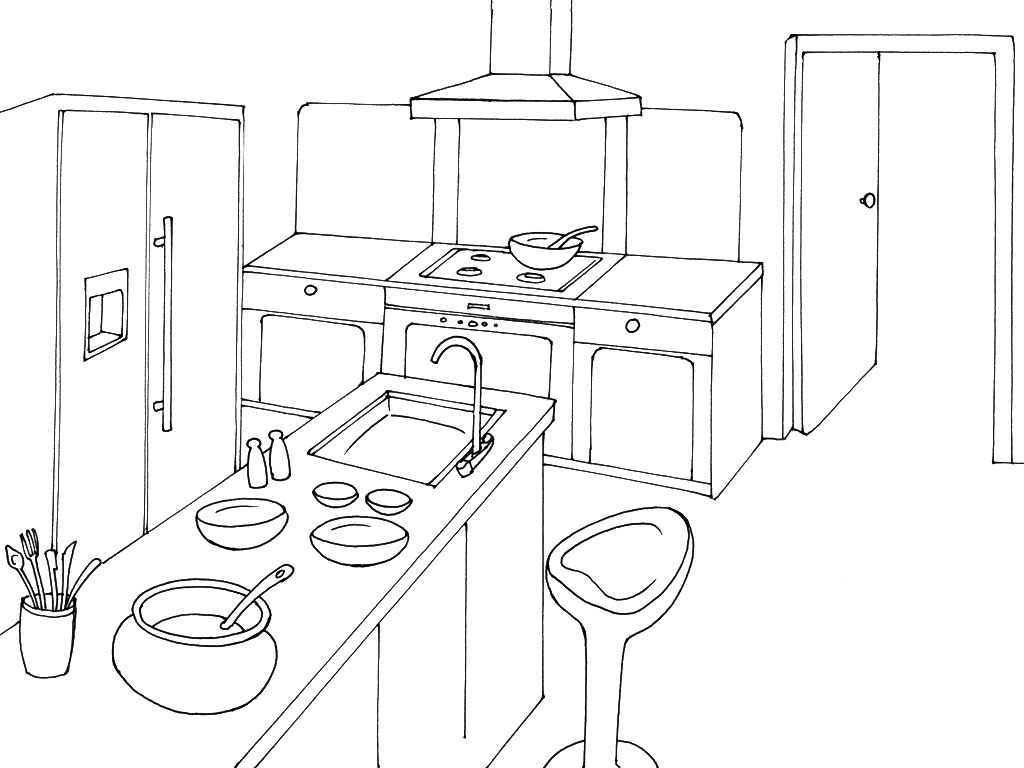 Dibujos De Cocina 63639 Edificios Y Arquitectura Para Colorear Páginas Imprimibles Gratis 