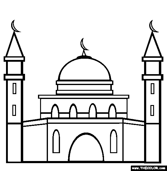 Dibujo para colorear: Mezquita (Edificios y Arquitectura) #64510 - Dibujos para Colorear e Imprimir Gratis