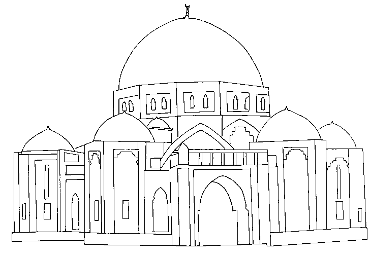 Dibujo para colorear: Mezquita (Edificios y Arquitectura) #64514 - Dibujos para Colorear e Imprimir Gratis