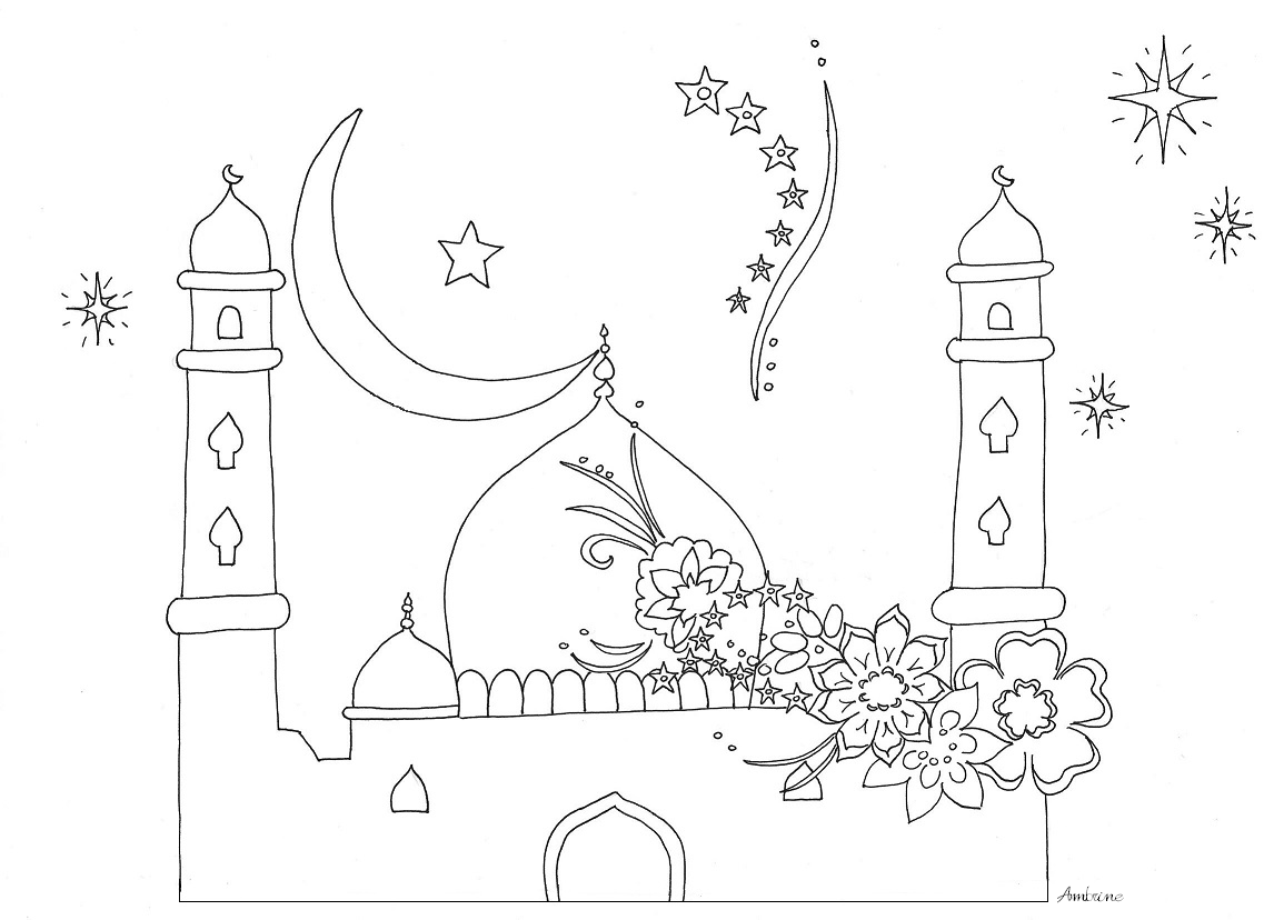 Dibujo para colorear: Mezquita (Edificios y Arquitectura) #64515 - Dibujos para Colorear e Imprimir Gratis