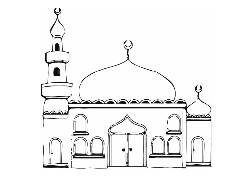 Dibujo para colorear: Mezquita (Edificios y Arquitectura) #64519 - Dibujos para Colorear e Imprimir Gratis