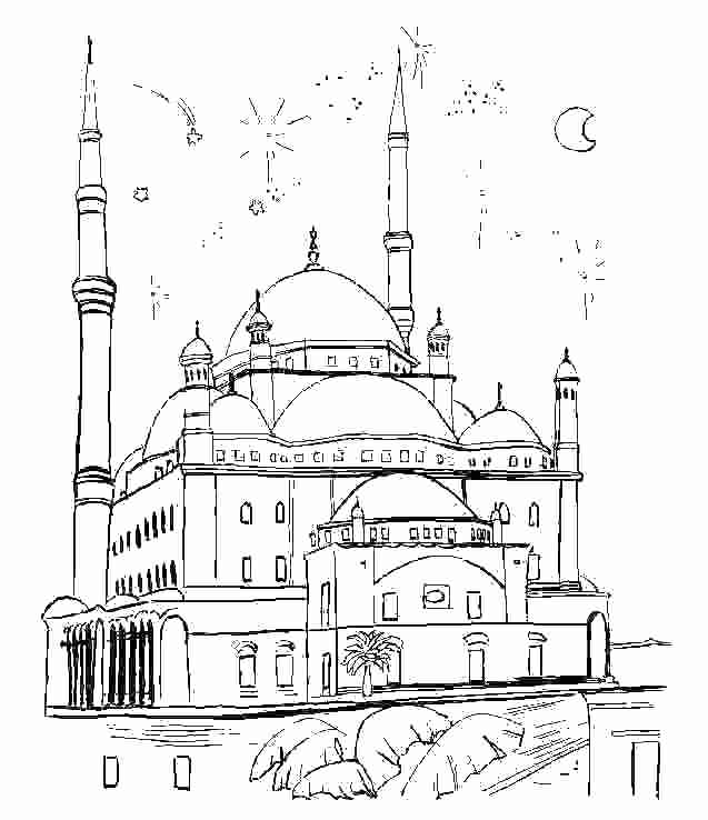 Dibujo para colorear: Mezquita (Edificios y Arquitectura) #64531 - Dibujos para Colorear e Imprimir Gratis