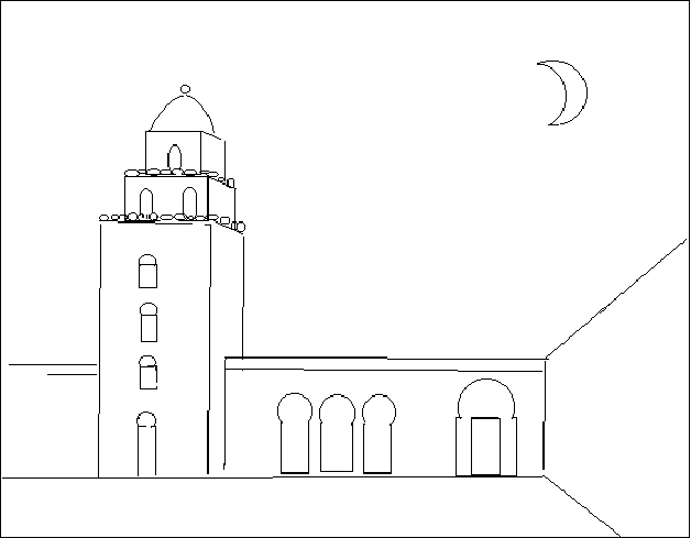 Dibujo para colorear: Mezquita (Edificios y Arquitectura) #64569 - Dibujos para Colorear e Imprimir Gratis
