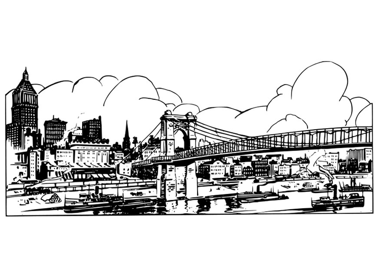 Dibujo para colorear: Puente (Edificios y Arquitectura) #62846 - Dibujos para Colorear e Imprimir Gratis