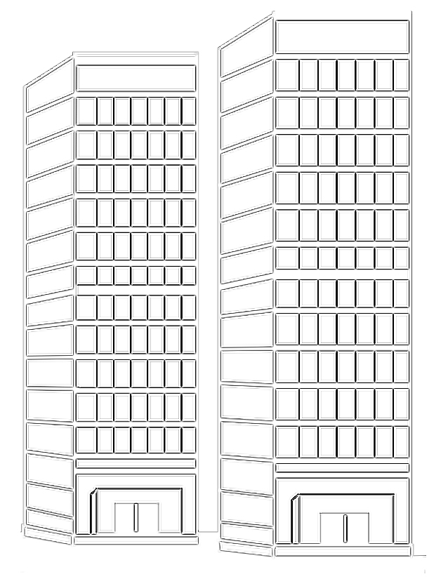 Dibujo para colorear: Rascacielos (Edificios y Arquitectura) #65545 - Dibujos para Colorear e Imprimir Gratis
